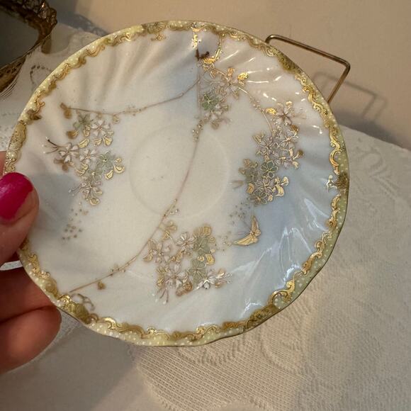 Gold Butterfly & White Floral Small Demitasse Cup & Saucer Set - Picture 4 of 5